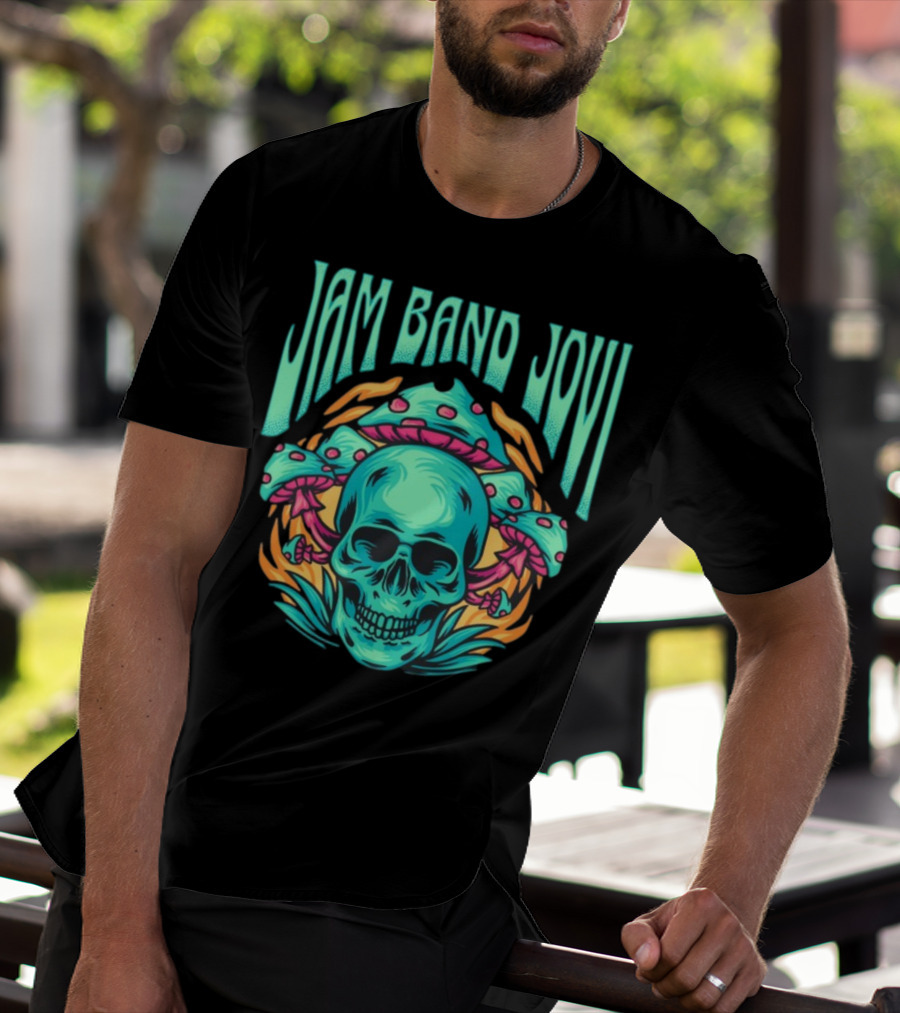 Jam Band Jovi Psychedelic Skull And Mushrooms T-Shirt