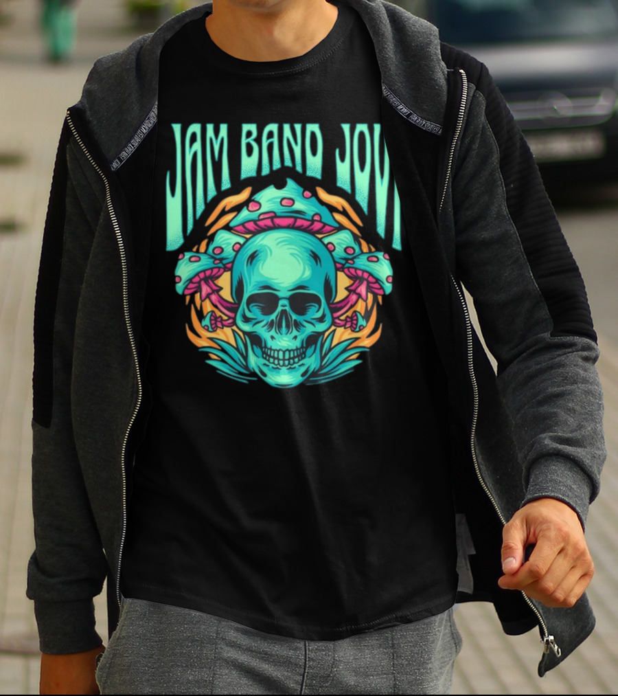 Jam Band Jovi Psychedelic Skull And Mushrooms T-Shirt
