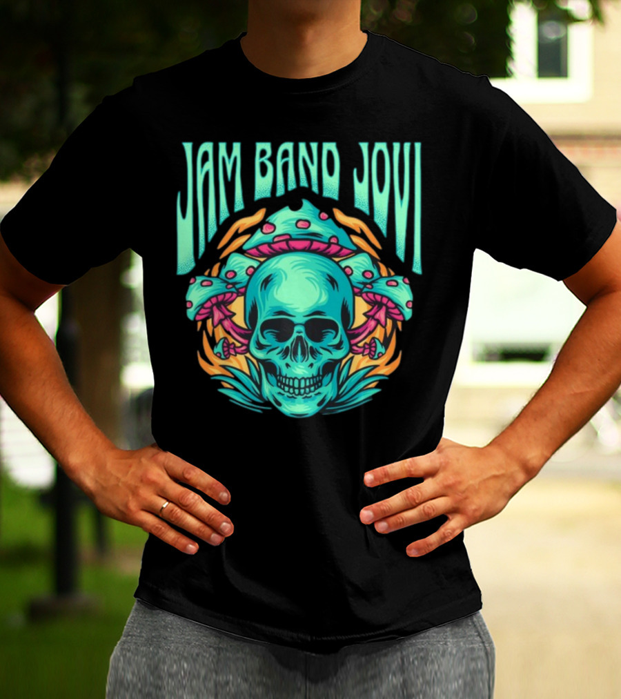 Jam Band Jovi Psychedelic Skull And Mushrooms T-Shirt