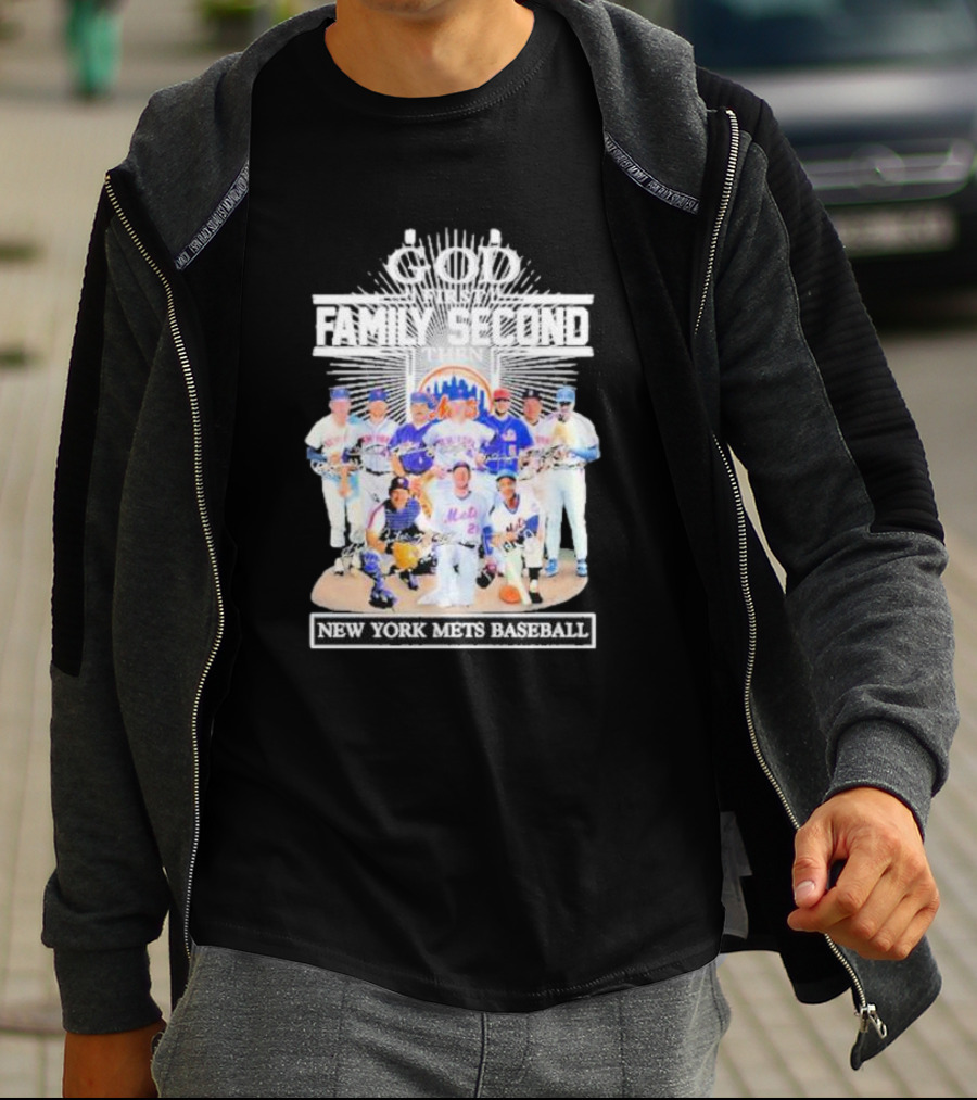 God First Family Second Then New York Mets Baseball Players Signatures T-Shirt