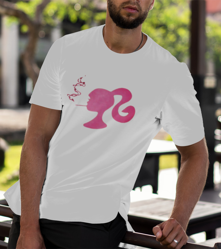 Smoking Pink Silhouette Barbie T-Shirt