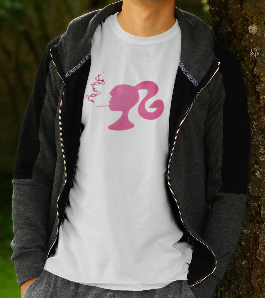 Smoking Pink Silhouette Barbie T-Shirt