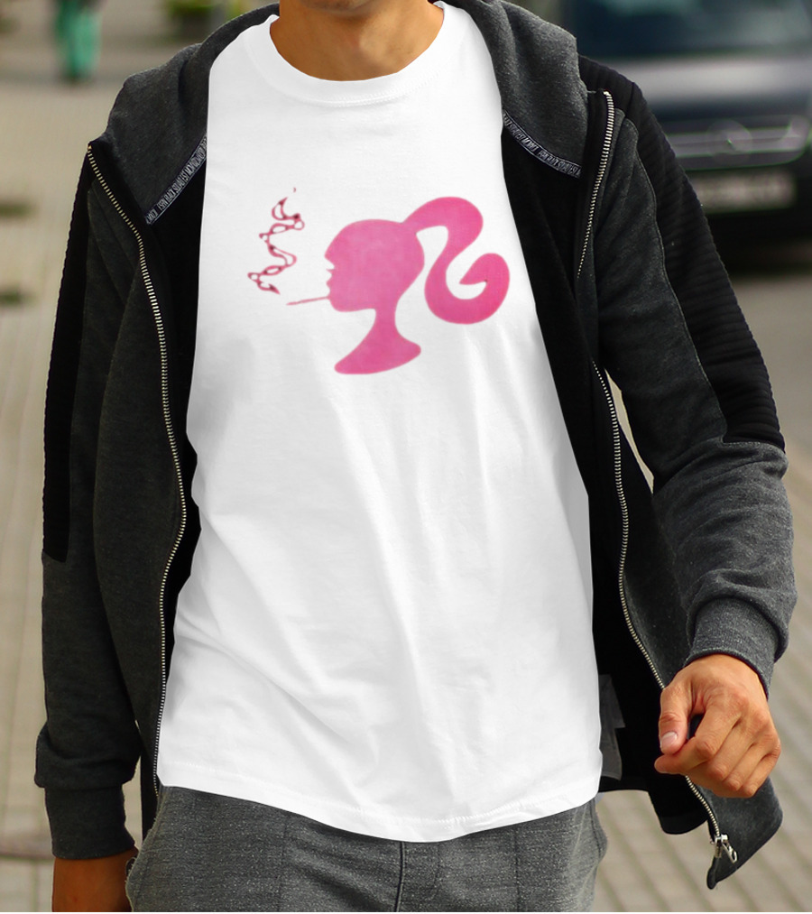 Smoking Pink Silhouette Barbie T-Shirt