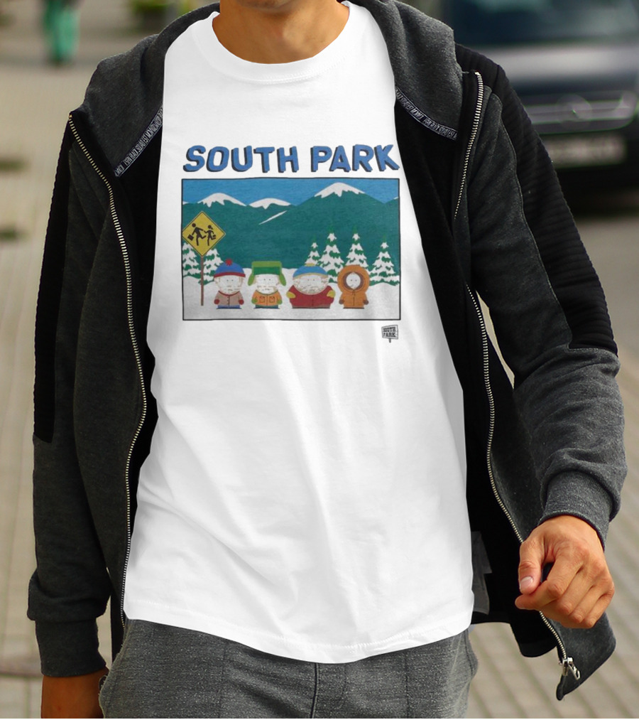 SOUTH PARK Characters In Winter Mountain Scene T-Shirt