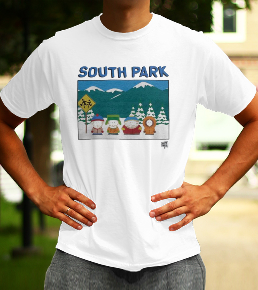 SOUTH PARK Characters In Winter Mountain Scene T-Shirt