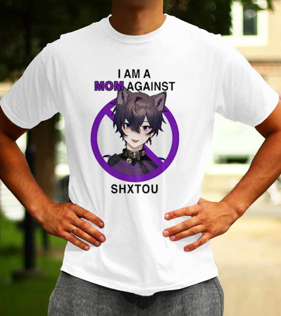 I Am A Mom Against Shxtou Character With Crossed Circle T-Shirt