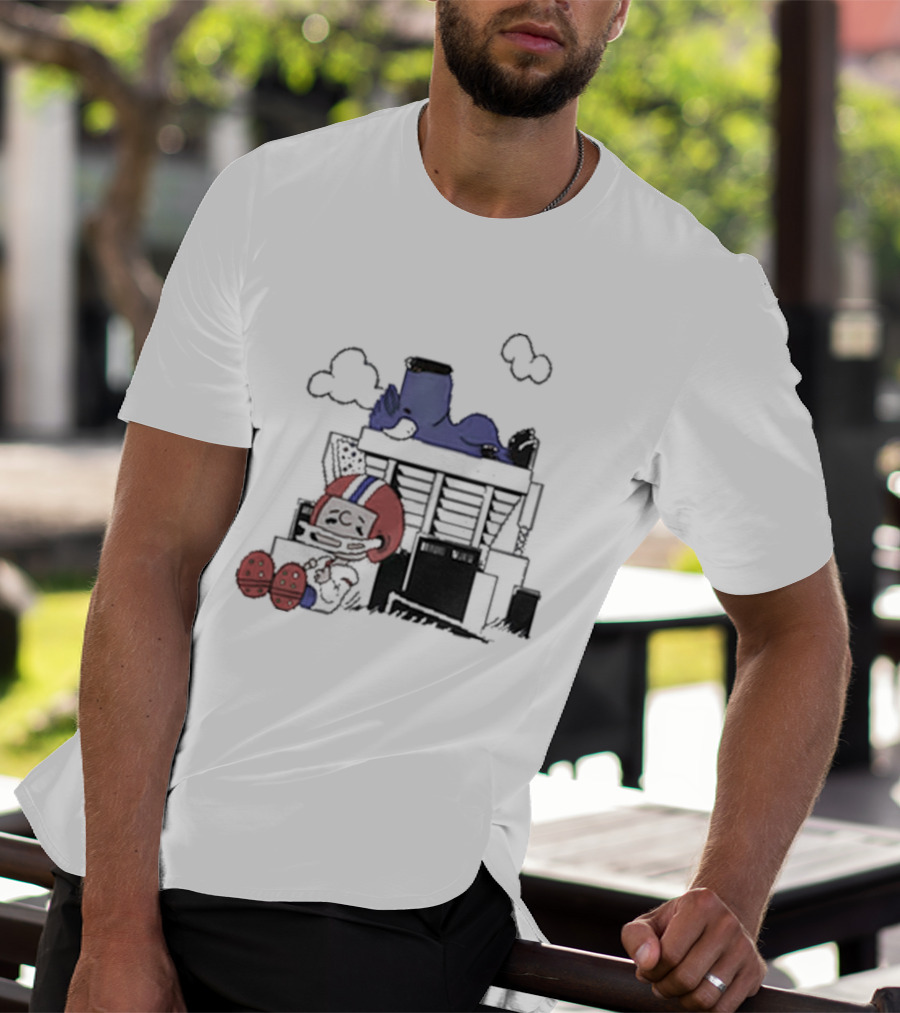 26 Shop Waiting The Season Football-Themed Nostalgic Cloud Scene T-Shirt