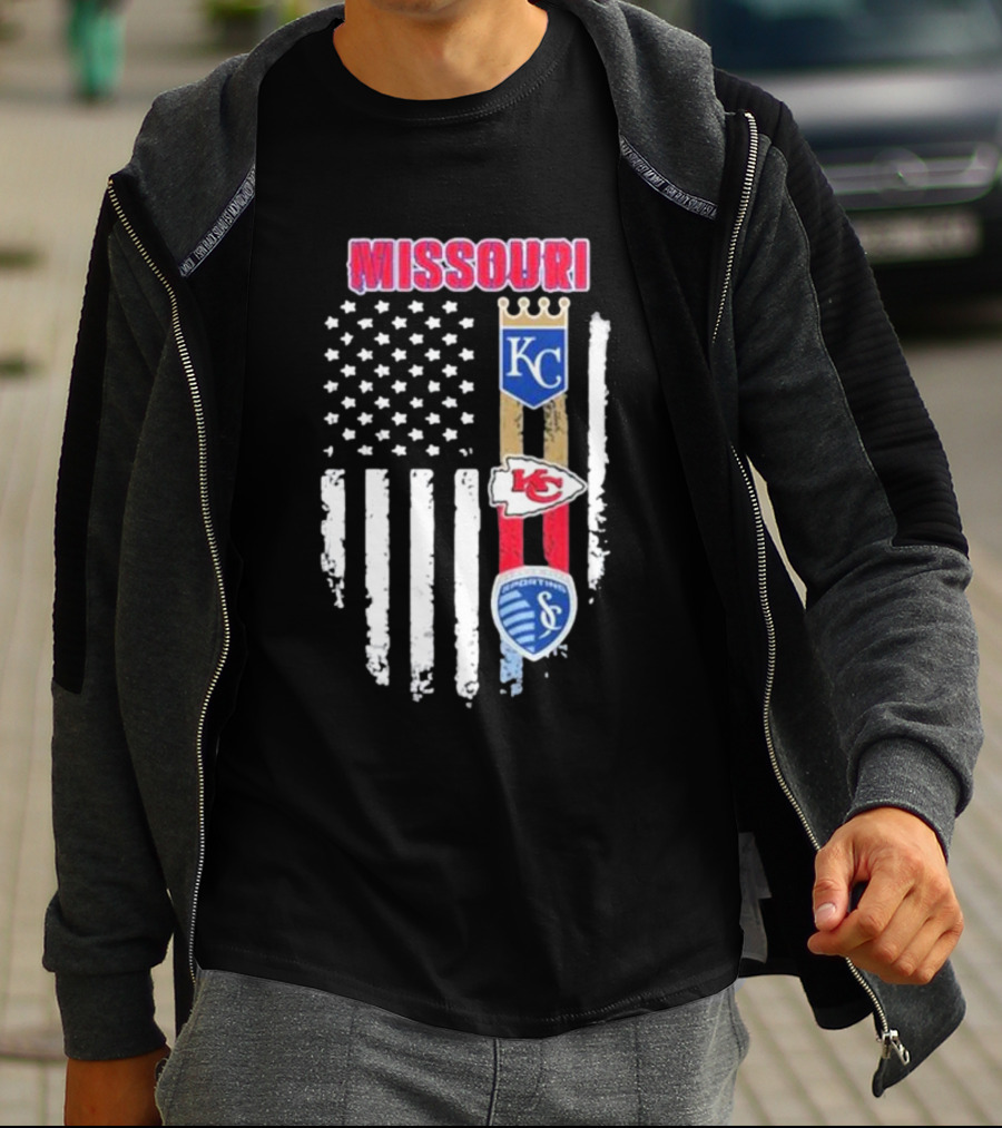 Missouri Kansas City Chiefs Royals Sporting Flag T-Shirt