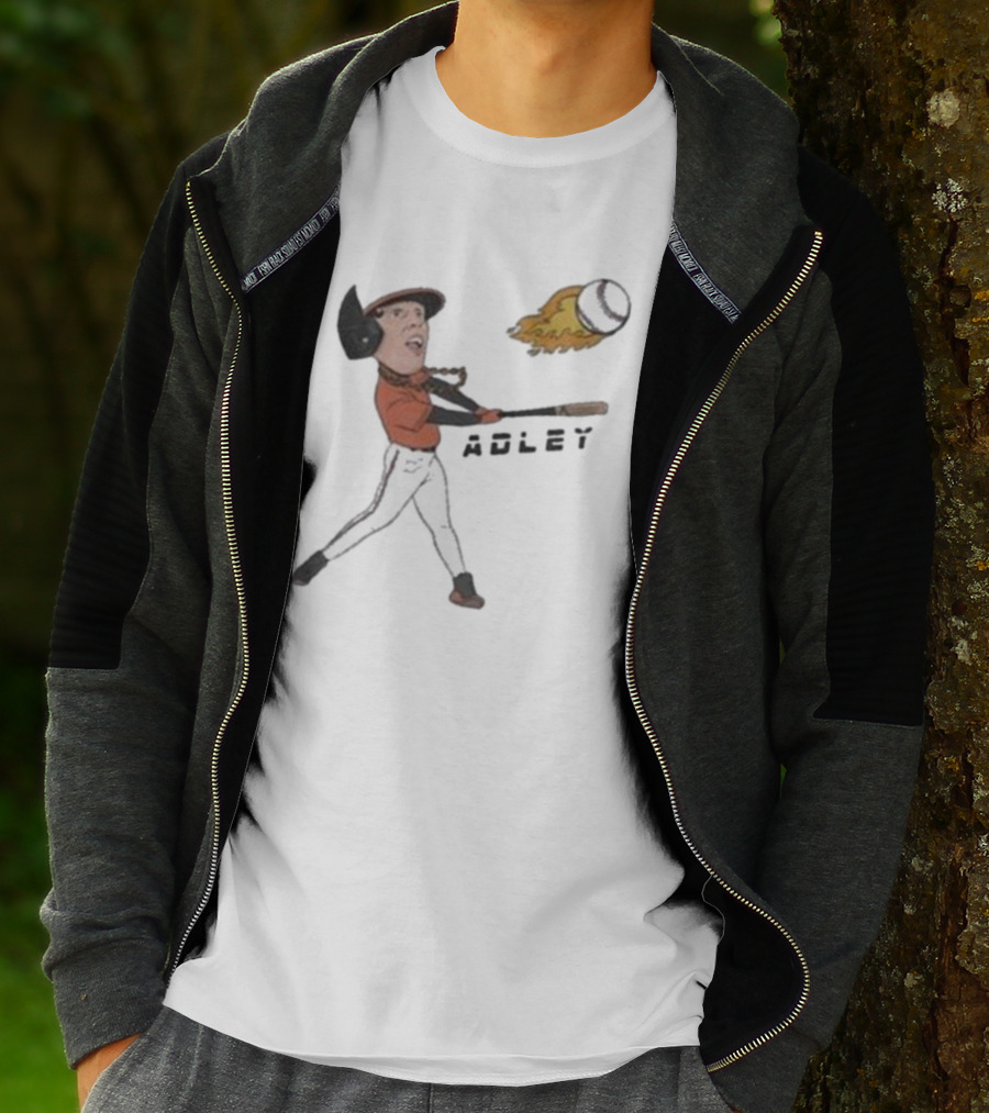 Adley Rutschman Baseball Fire Swing Action T-Shirt