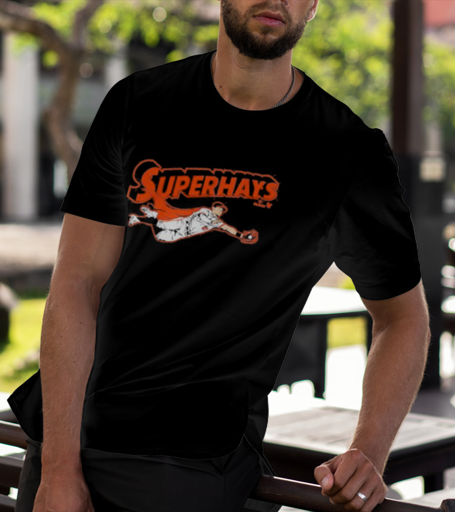 Superhays Austin Hays Baseball Flying Action T-Shirt