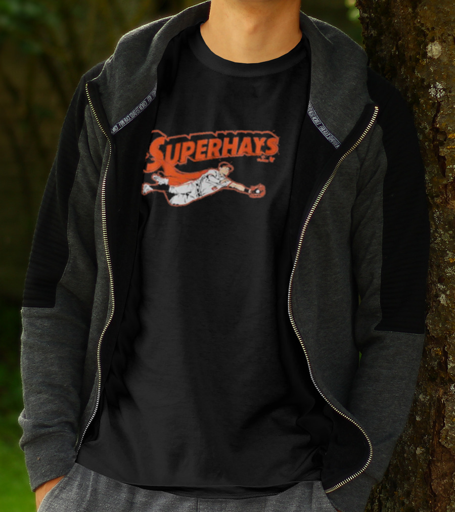 Superhays Austin Hays Baseball Flying Action T-Shirt