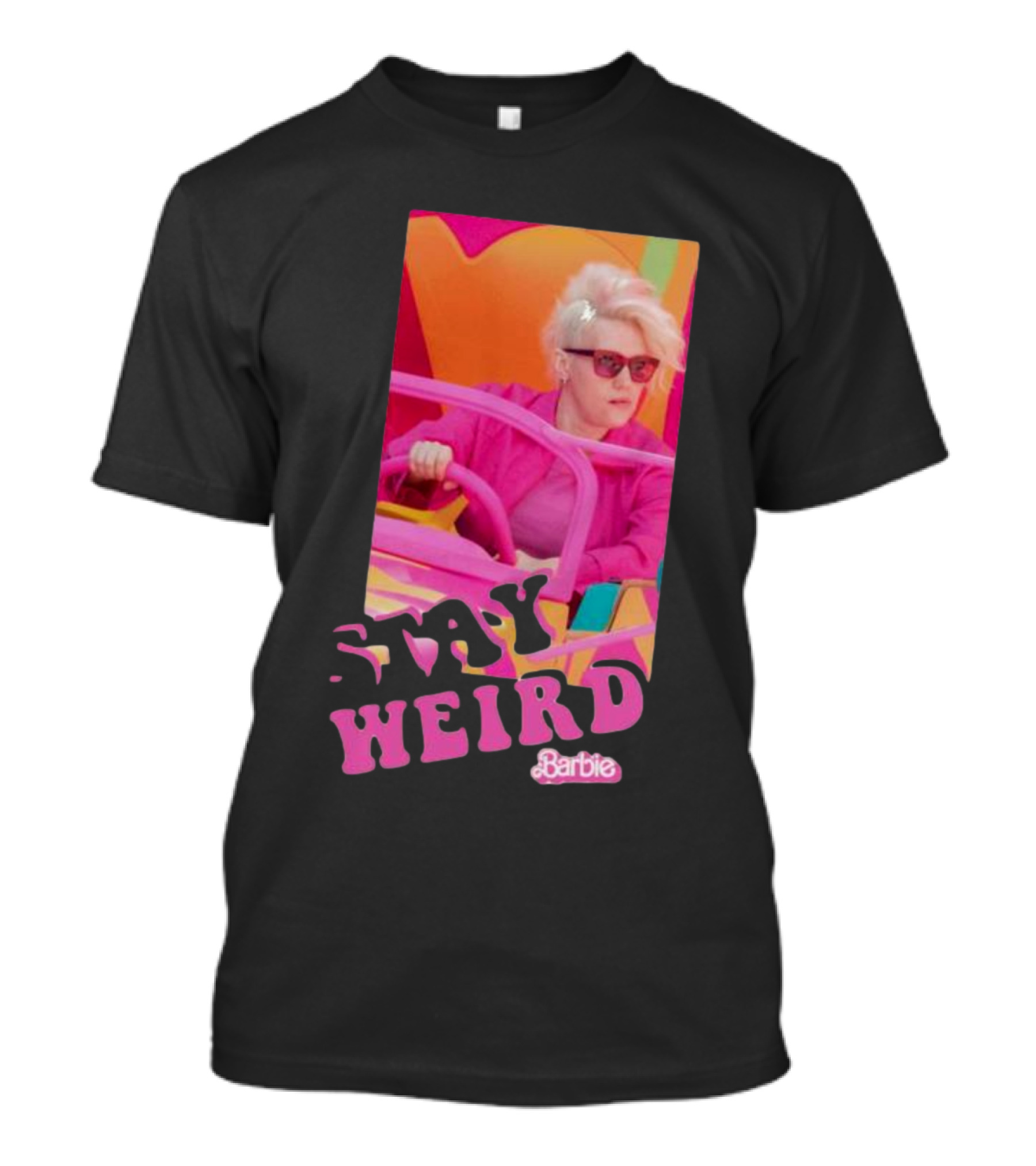 Barbie Movie Stay Weird Pink Jacket Sunglasses T-Shirt
