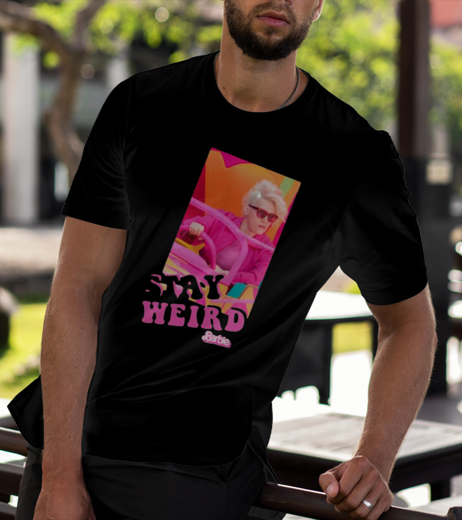 Barbie Movie Stay Weird Pink Jacket Sunglasses T-Shirt