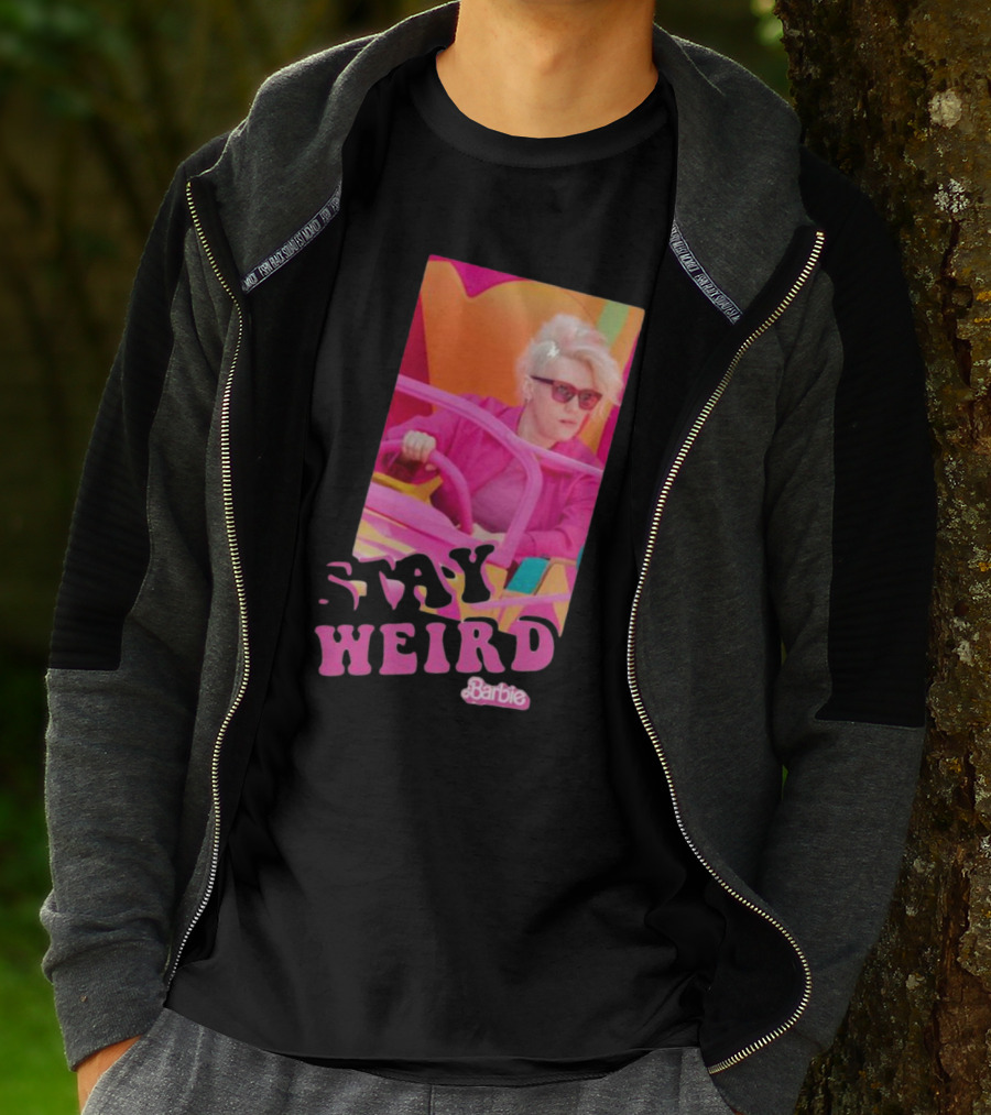 Barbie Movie Stay Weird Pink Jacket Sunglasses T-Shirt