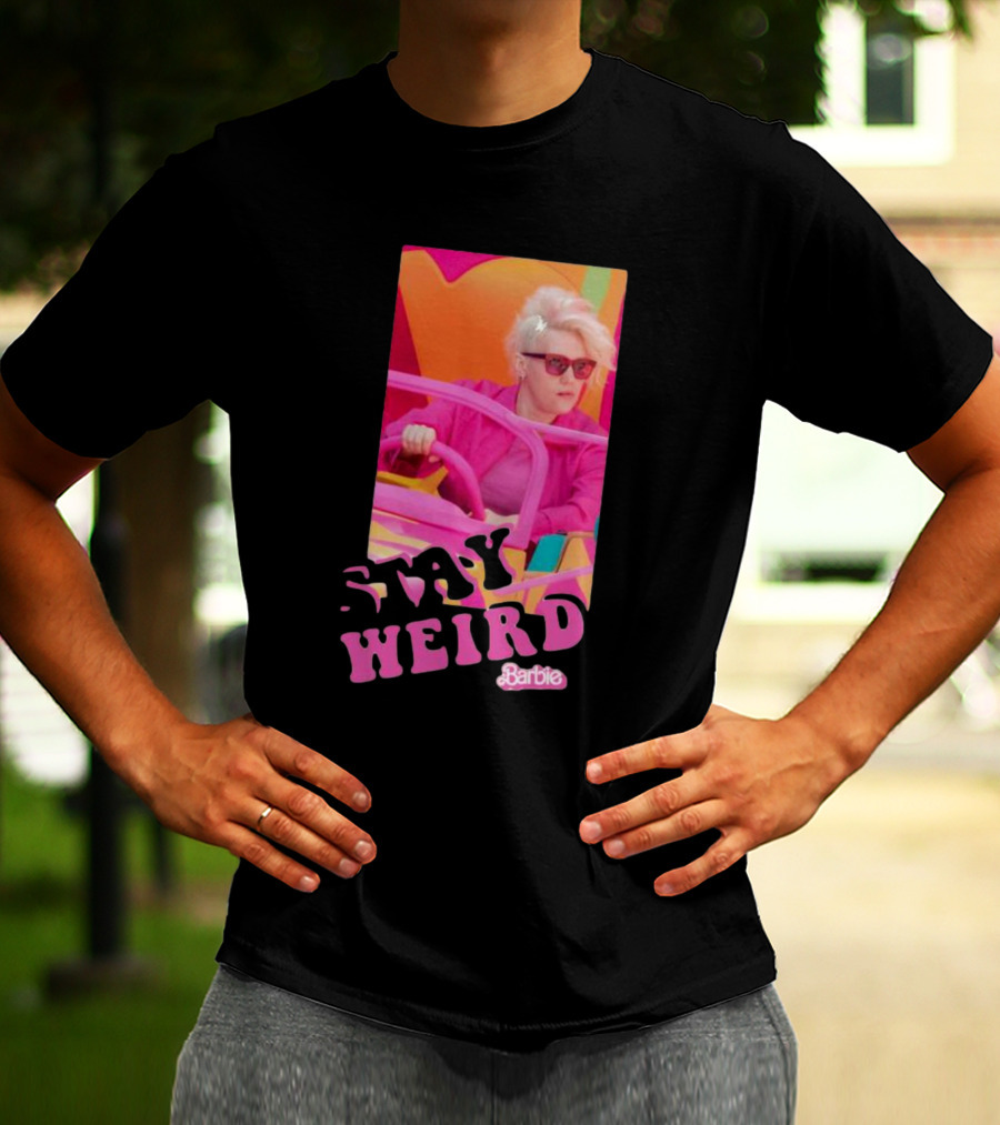 Barbie Movie Stay Weird Pink Jacket Sunglasses T-Shirt