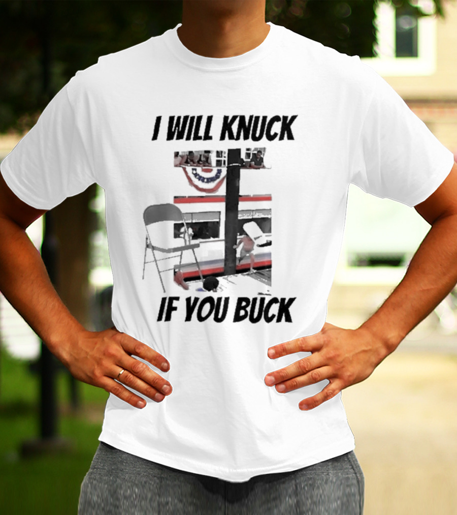 I Will Knuck If You Buck Montgomery River Boat Chair Scene T-Shirt