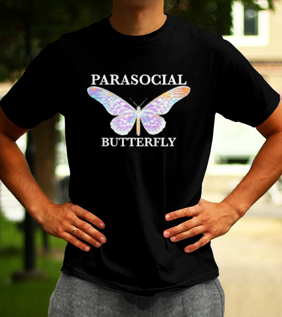 Parasocial Butterfly Rainbow Holographic T-Shirt