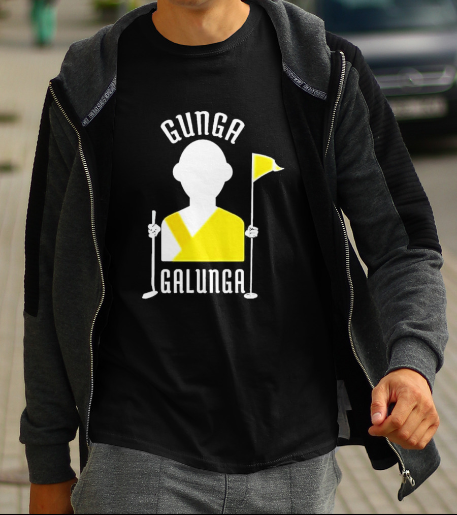 Gunga Galunga Golf Monk Icon With Clubs And Flag T-Shirt