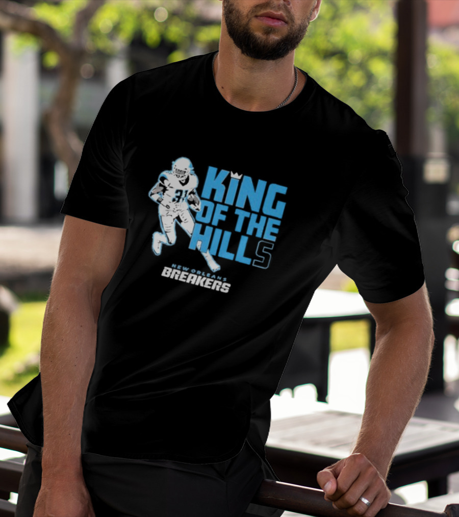 New Orleans Breakers King Of The Hills Football Player Action T-Shirt