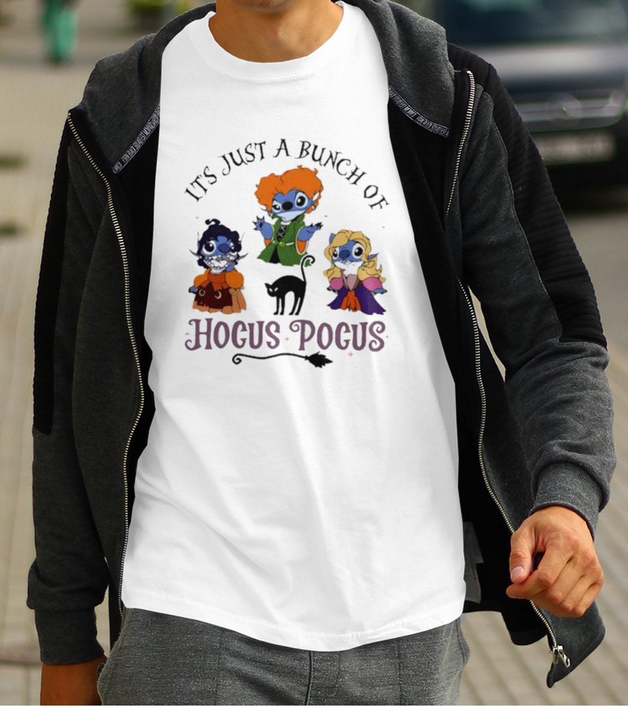 It's Just A Bunch Of Hocus Pocus Halloween Stitch Characters T-Shirt