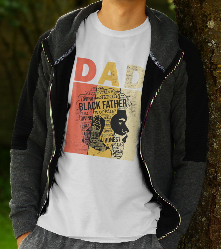 Vintage Black Father Supportive Strong Loving Honest Caring African American Dad T-Shirt
