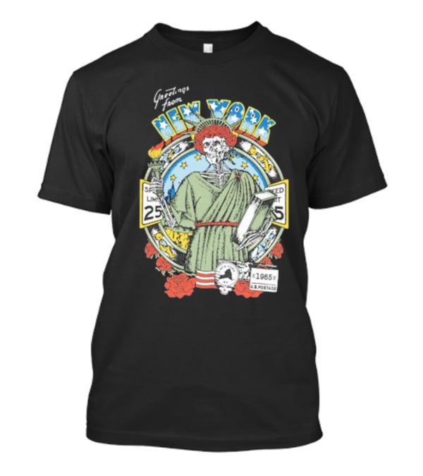 Greetings From New York Grateful Dead 1985 Skeleton Liberty Stamp United States T-Shirt