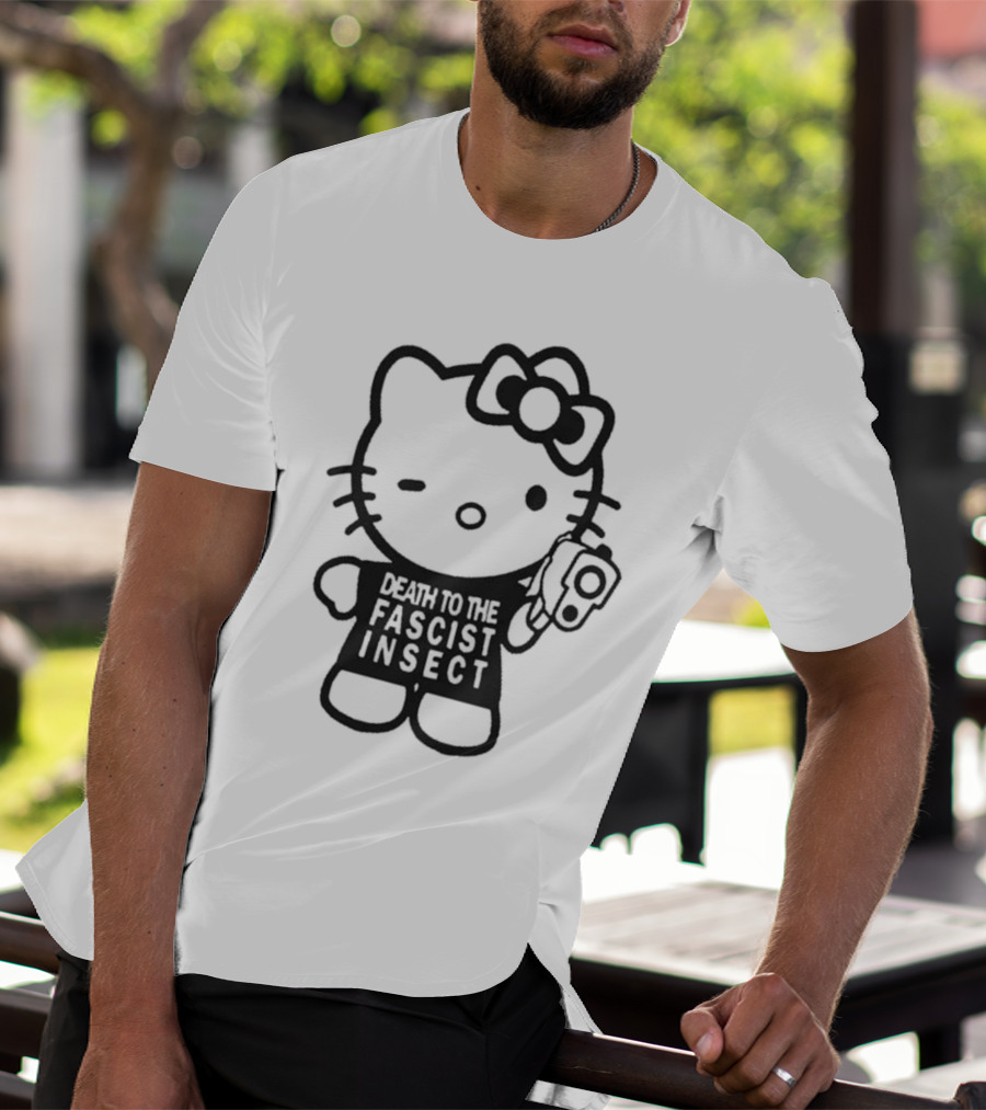 Death To The Fascist Insect Hello Kitty With Gun T-Shirt