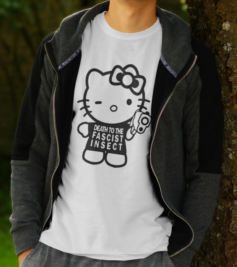 Death To The Fascist Insect Hello Kitty With Gun T-Shirt