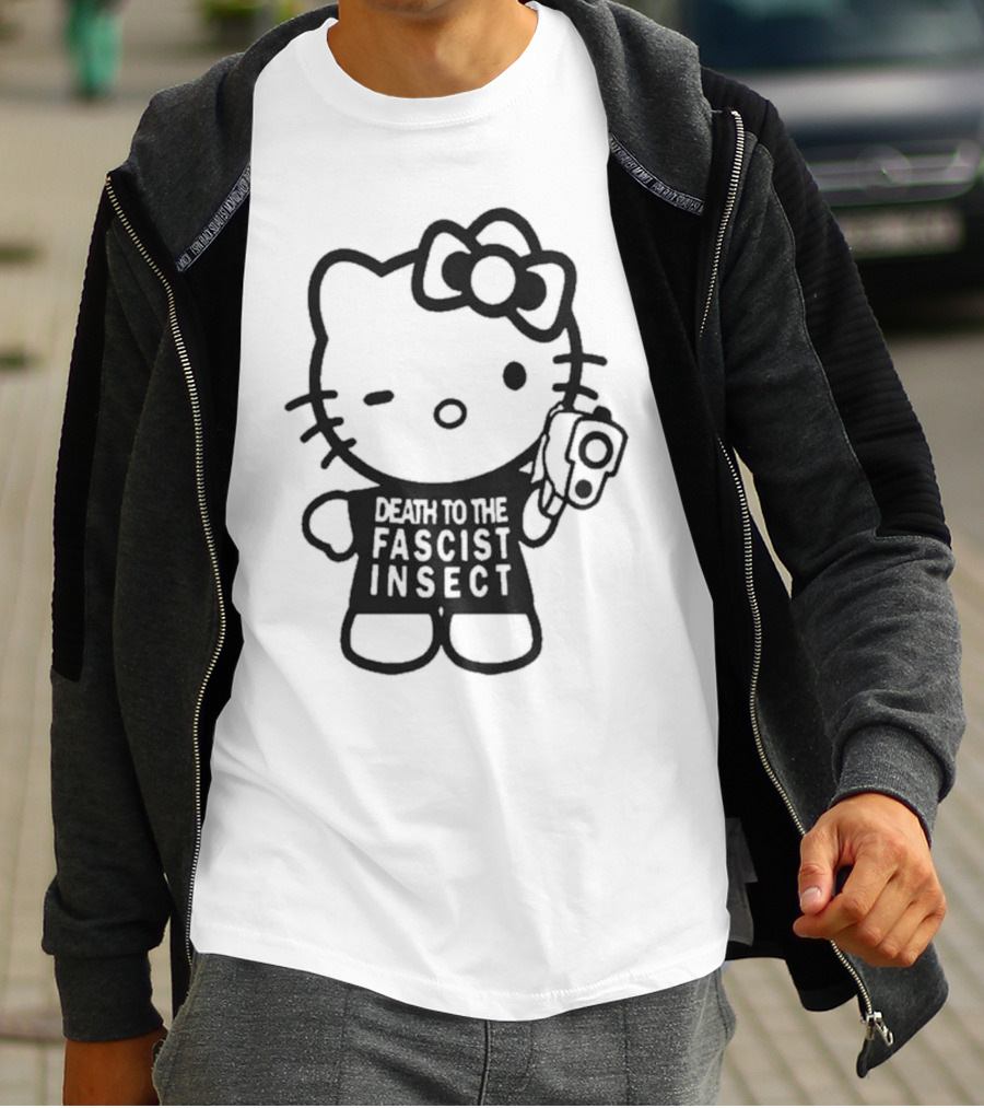 Death To The Fascist Insect Hello Kitty With Gun T-Shirt