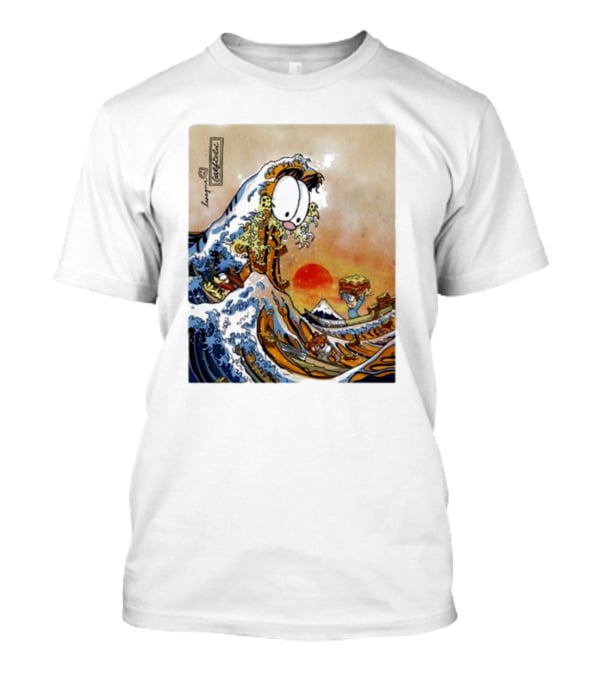 Garfield Great Wave Lasagna Hokusai T-Shirt
