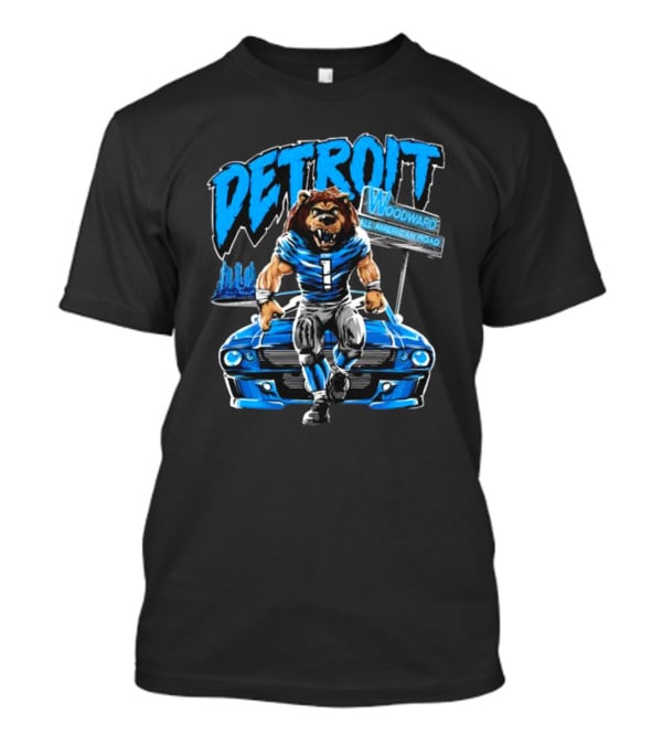 Detroit Woodward All American Road Lion Football Car T-Shirt