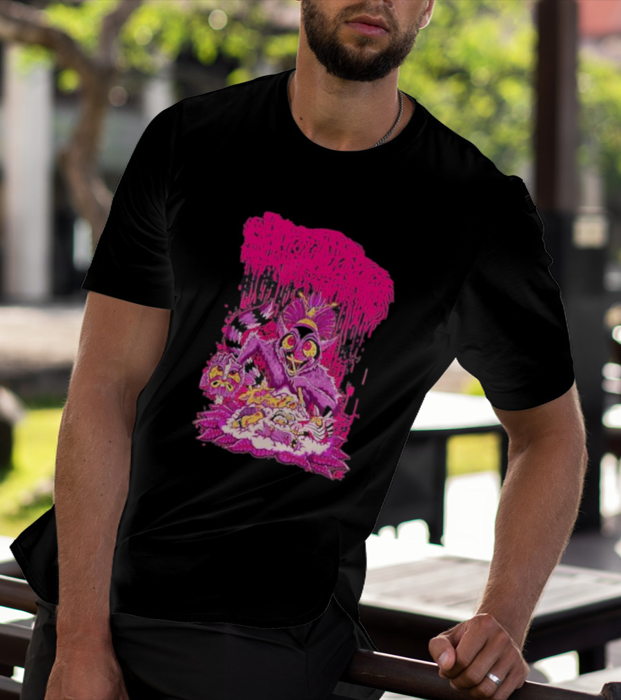 Sanguisugabogg Madagascar Lemur Creature In Psychedelic Pink With Dripping Effect T-Shirt