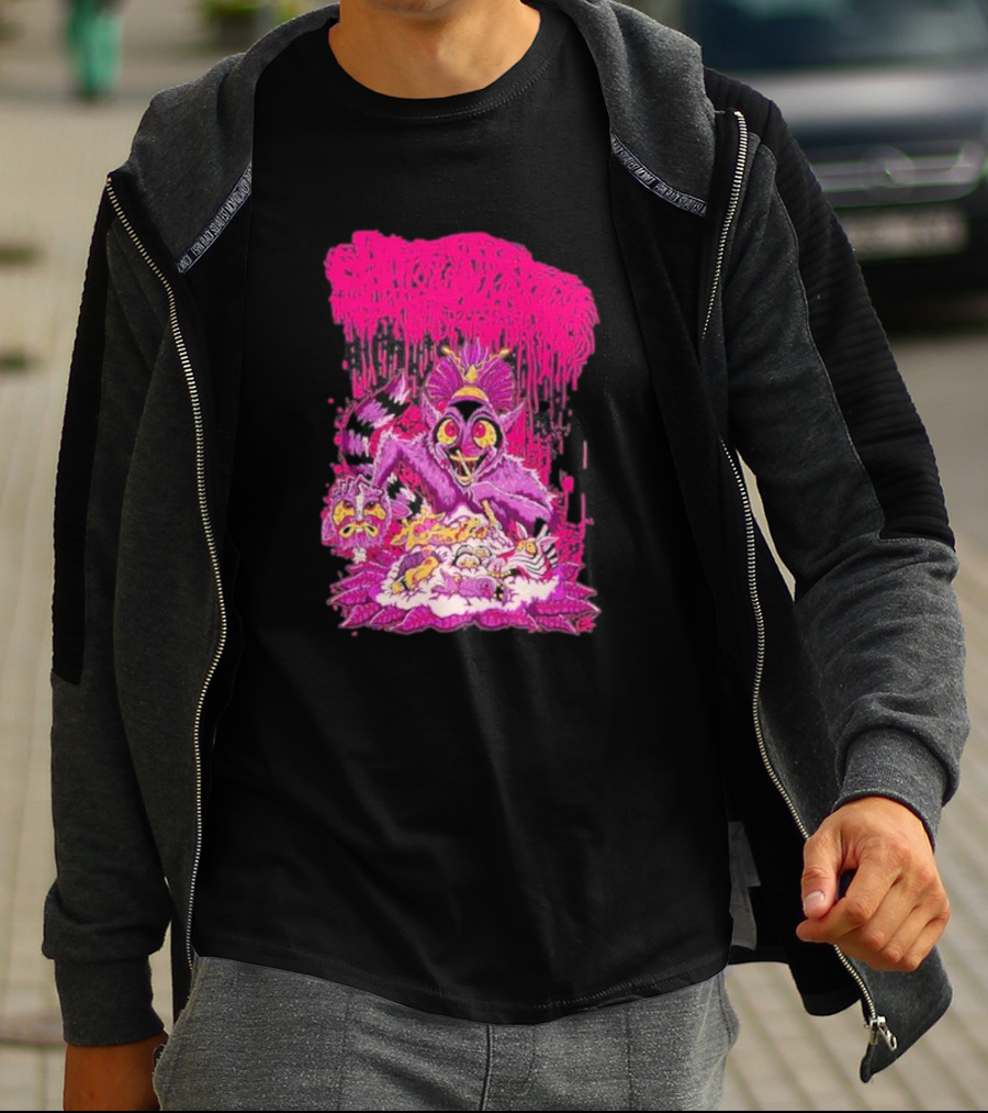 Sanguisugabogg Madagascar Lemur Creature In Psychedelic Pink With Dripping Effect T-Shirt