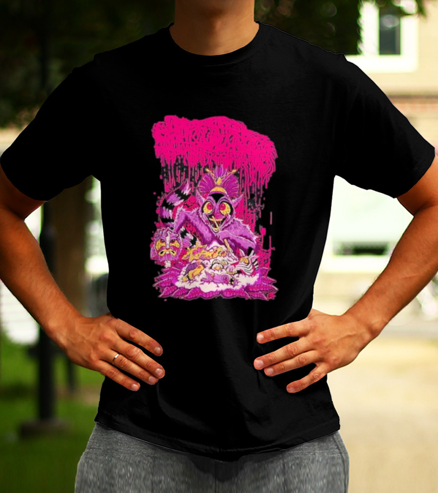 Sanguisugabogg Madagascar Lemur Creature In Psychedelic Pink With Dripping Effect T-Shirt
