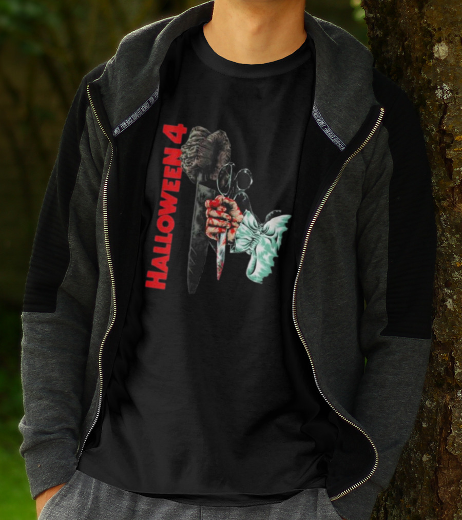 HALLOWEEN 4 SHADOW OF THE SHAPE MASK KNIFE HAND T-Shirt