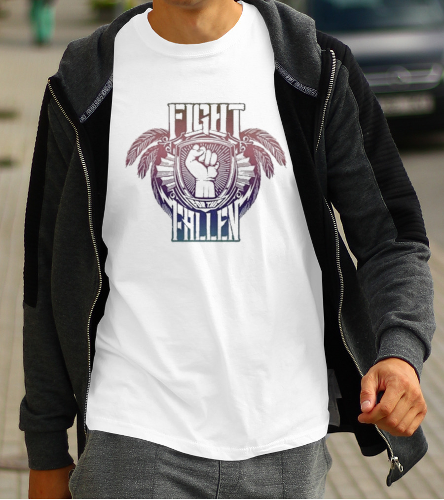 Maui Strong Fight For The Fallen Raised Fist With Feather Accents T-Shirt