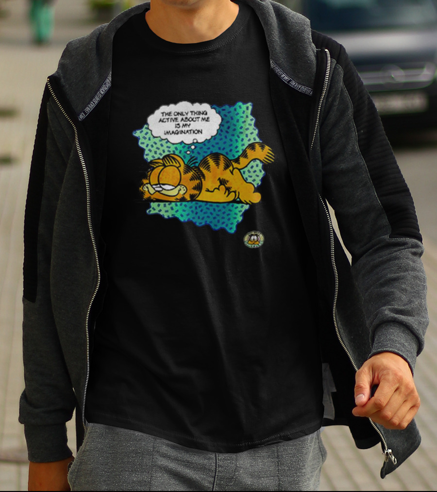 The Only Thing Active About Me Is My Imagination Garfield Comic Relief T-Shirt