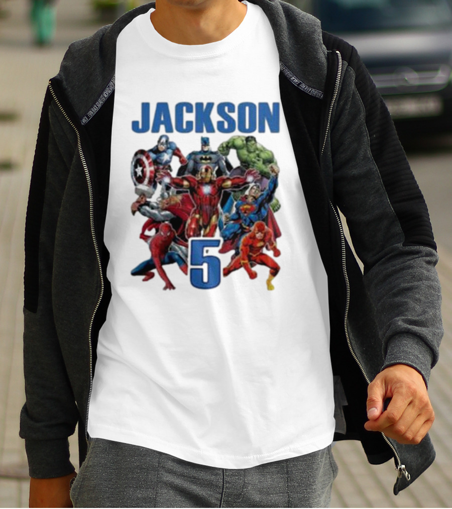 Jackson 5 Super Hero Birthday Avengers Family T-Shirt