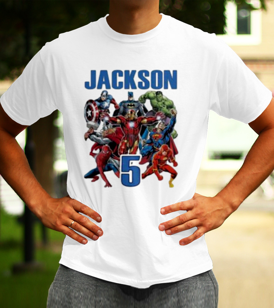 Jackson 5 Super Hero Birthday Avengers Family T-Shirt