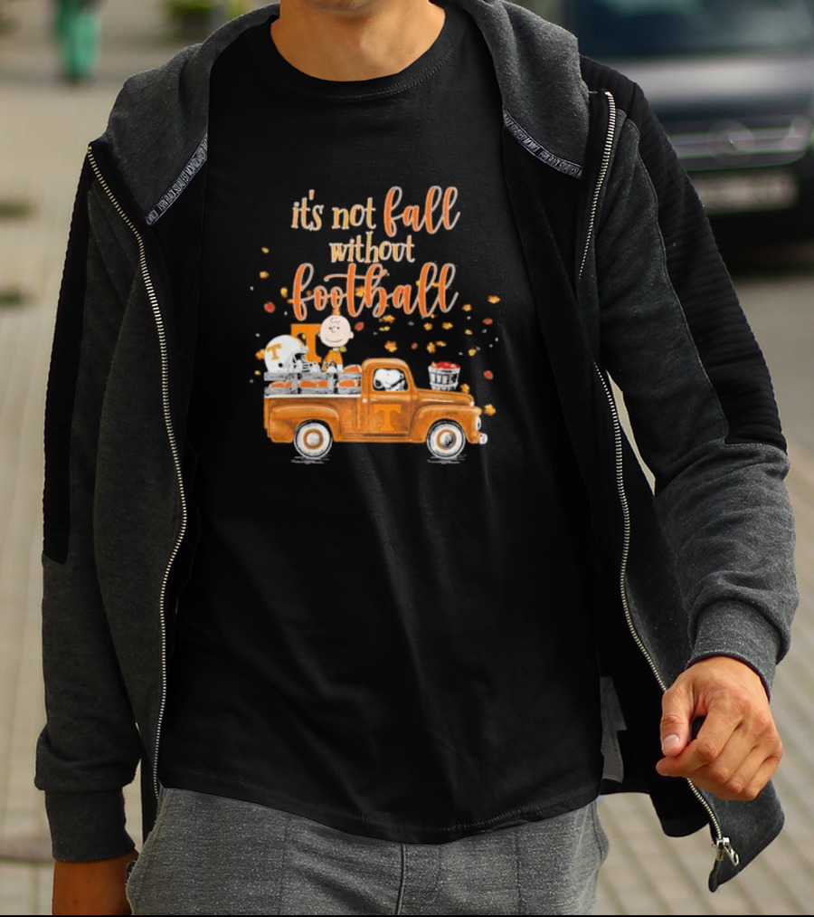 It's Not Fall Without Football Tennessee Volunteers Snoopy Charlie Brown Vintage Truck T-Shirt