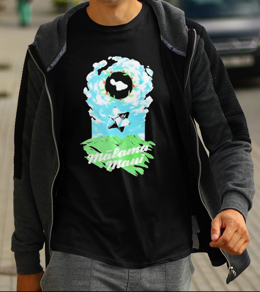 Mālama Maui Island Clouds Green Land T-Shirt