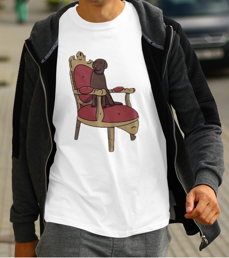 Poorly Drawn Arsenal Dog On Ornate Chair T-Shirt