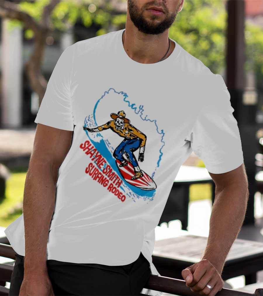 Shayne Smith Surfing Rodeo Cowboy Surfer On Wave T-Shirt