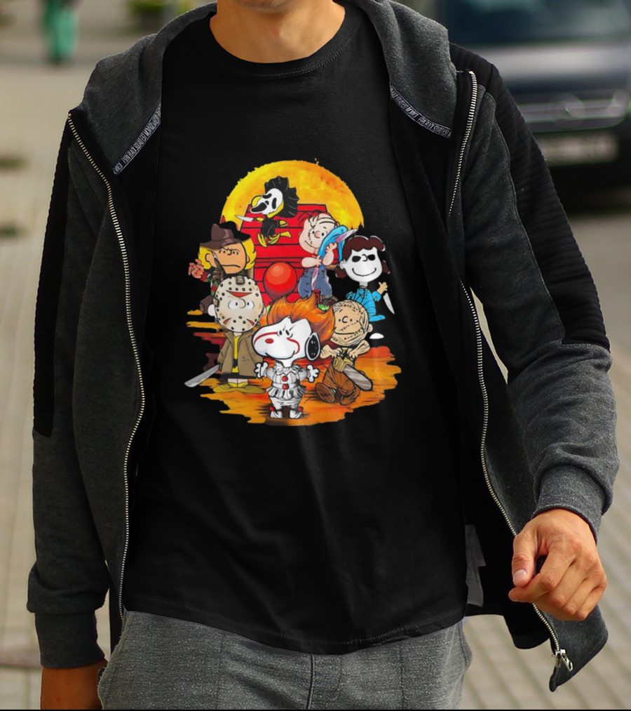 Snoopy Peanuts Horror Characters Halloween Moon T-Shirt