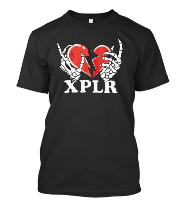XPLR Skeleton Hands Holding Broken Heart T-Shirt