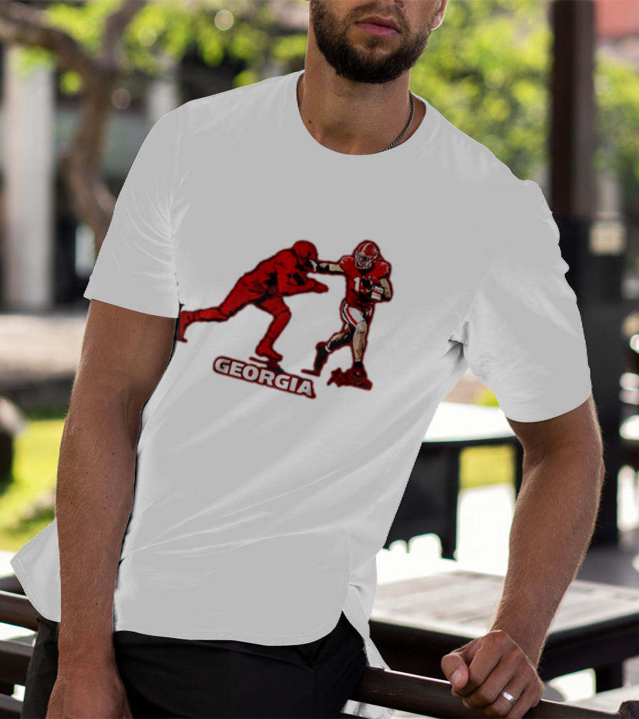 Georgia Football Superstar Brock Bowers Action Pose T-Shirt