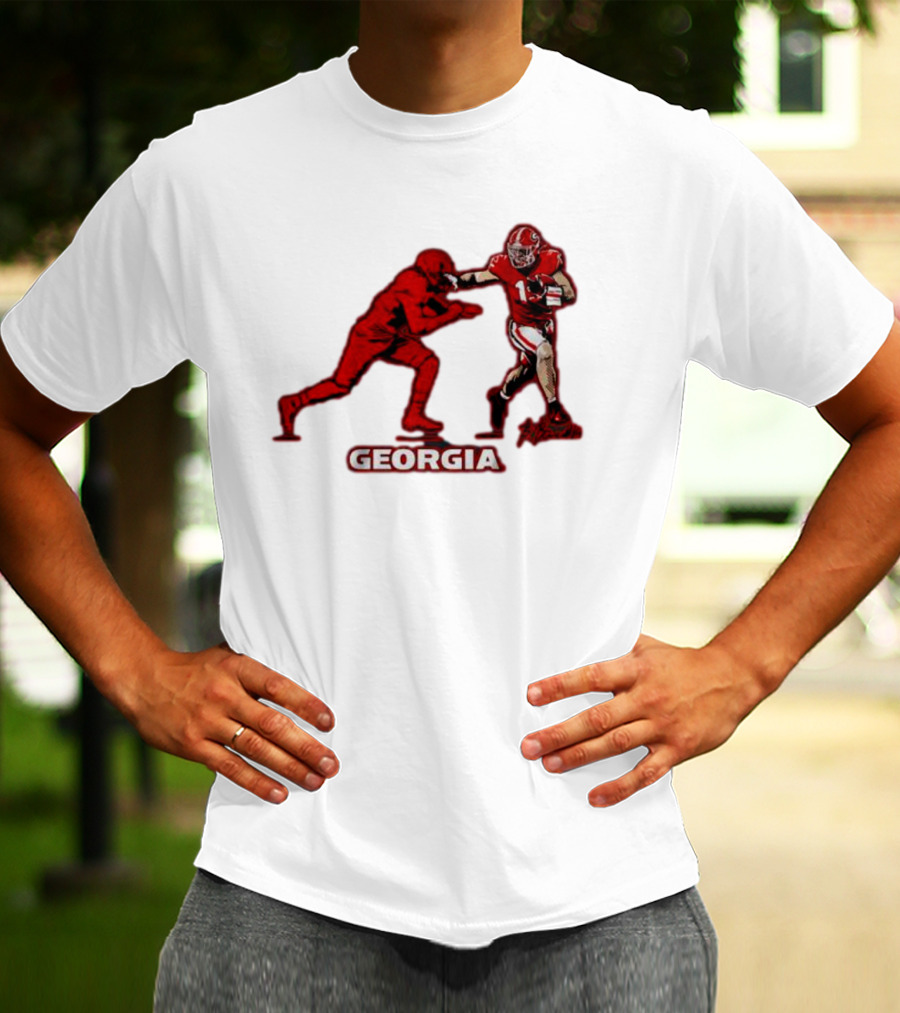 Georgia Football Superstar Brock Bowers Action Pose T-Shirt