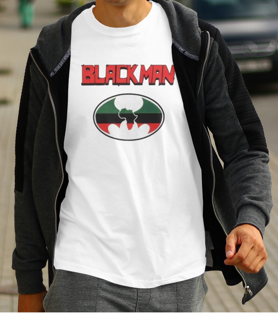 BLACKMAN African Continent Silhouette Red Black Green Oval T-Shirt