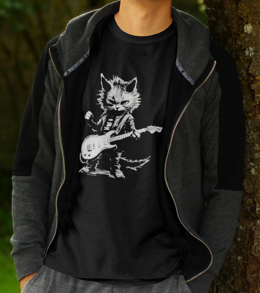 Guitar Cat Rock Kitty Playing Guitar Gifts For Her T-Shirt