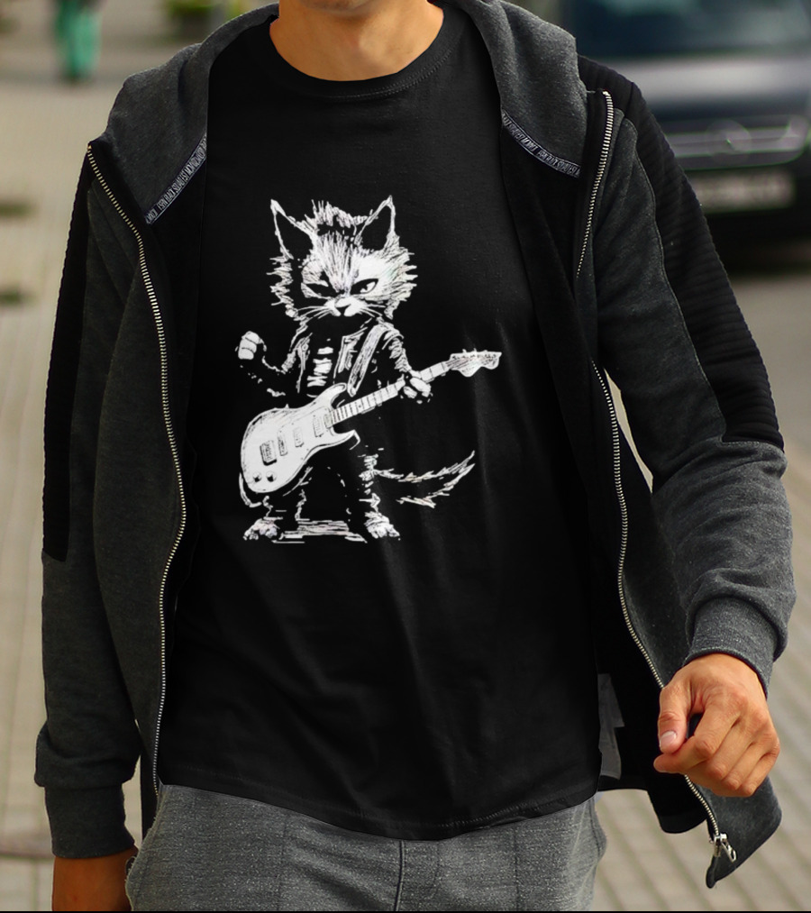 Guitar Cat Rock Kitty Playing Guitar Gifts For Her T-Shirt